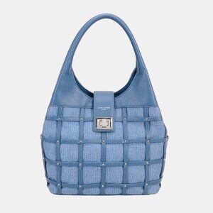 David Jones Rivet Decor Blue Handbag - Brand New